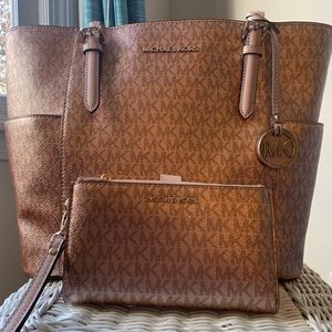 MK Rose Gold Tote with Matching Wallet